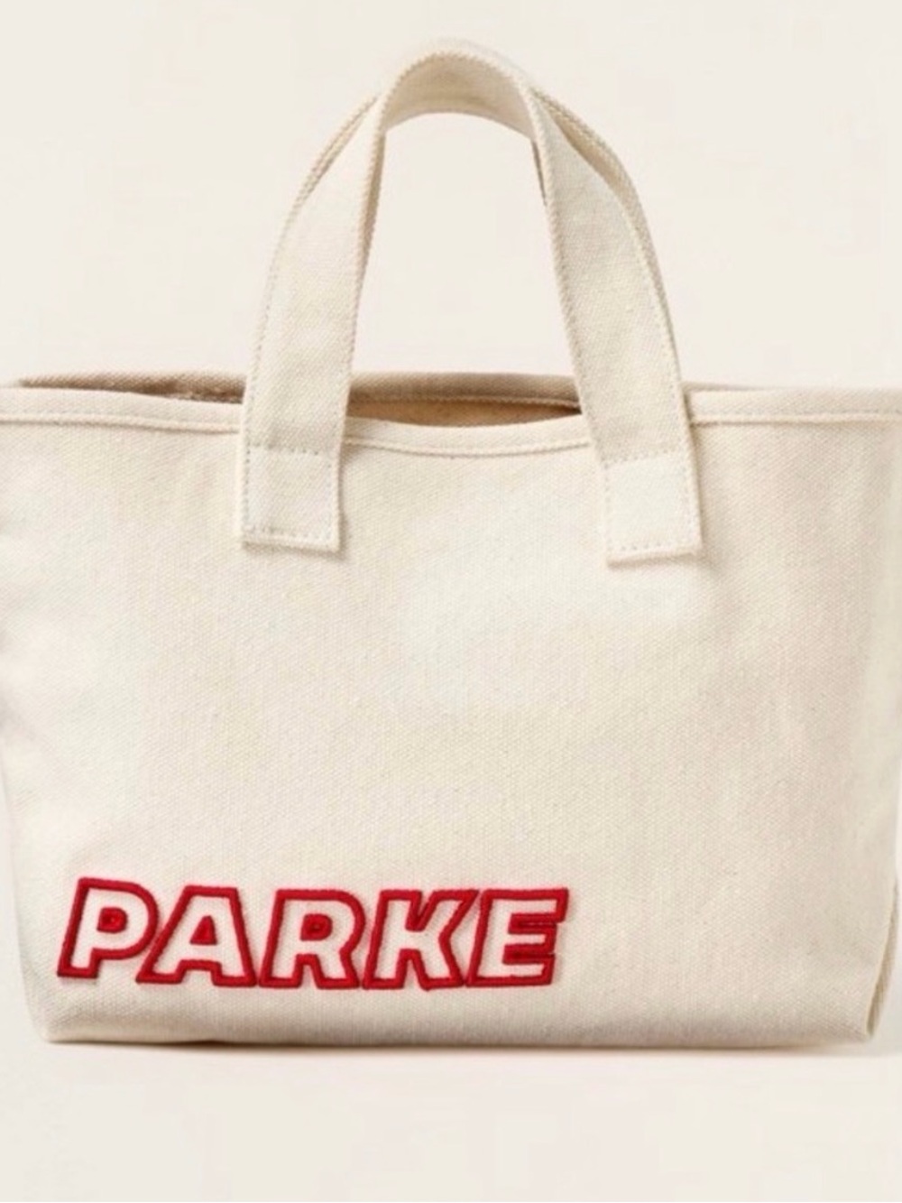 NWT SOLD OUT  PARKE x Target Mini Canvas Tote Bag in Natural with Red Logo